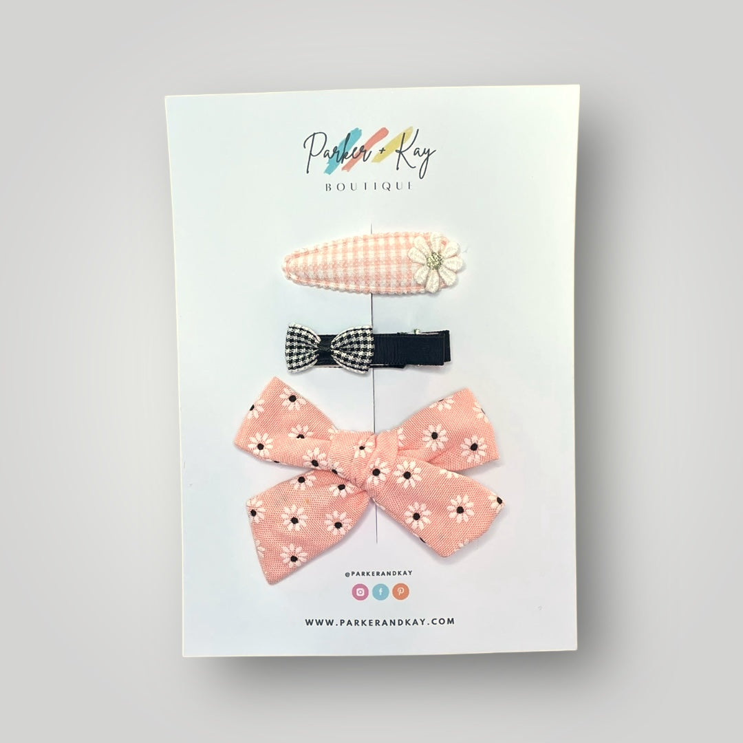 Floral Bow and Clip Set