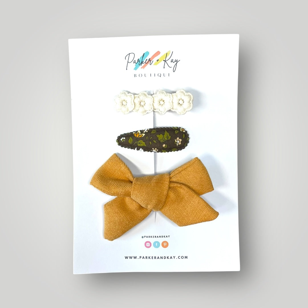 Textured Hair Bow and Clip Set