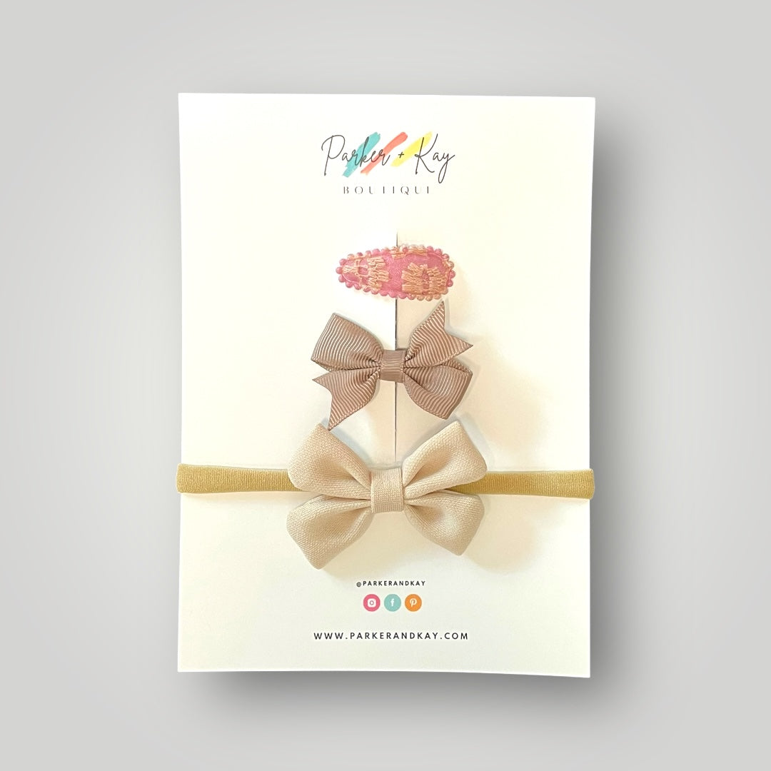 Mini Bow Headband and Clips Set