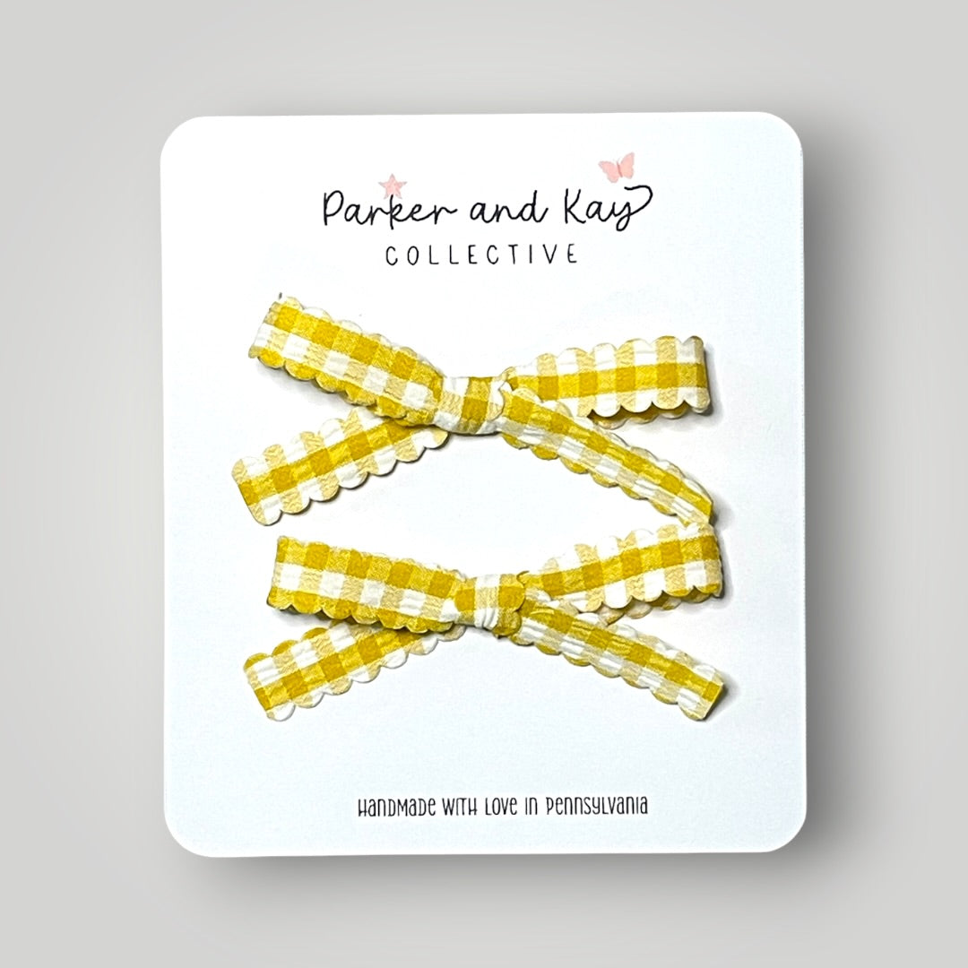 Petite Gingham Hair Bows | Yellow