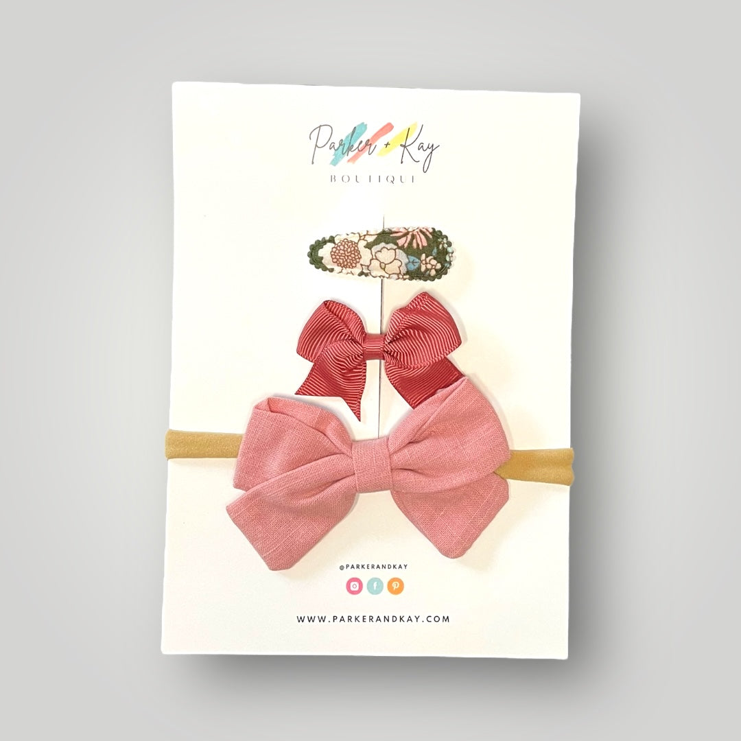 Baby 3-Piece Linen Bow Variety Set