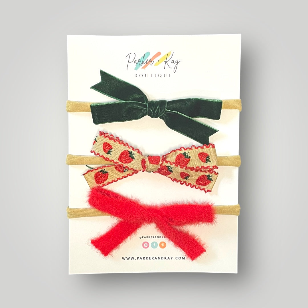 Strawberries Hair Bow Set