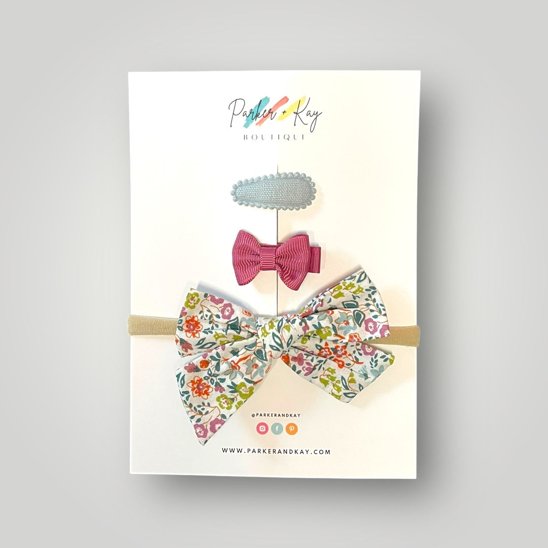 Floral Headband and Clips Set