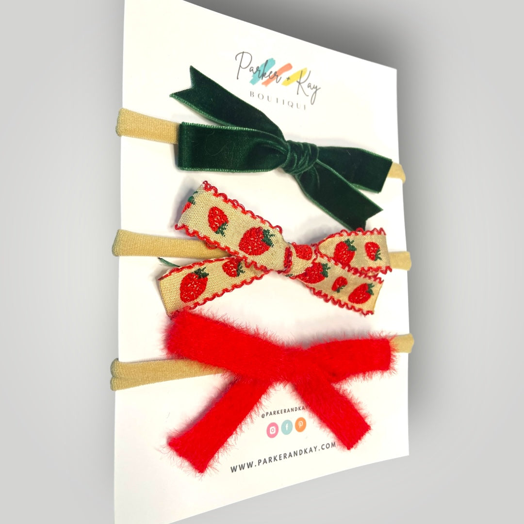 Strawberries Hair Bow Set