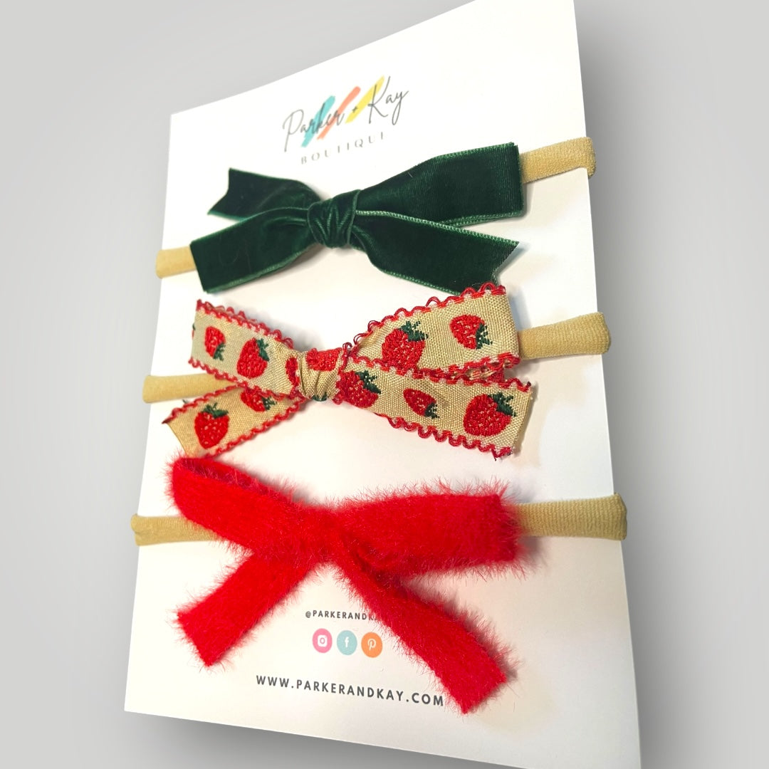 Strawberries Hair Bow Set