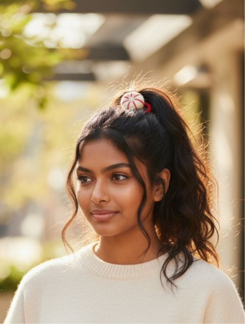 Felt Peppermint Hair Ties