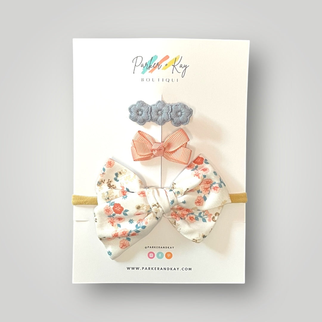 Floral Headband and Clips Set