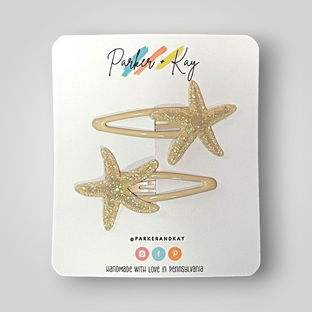Shimmering Starfish Snap Clips