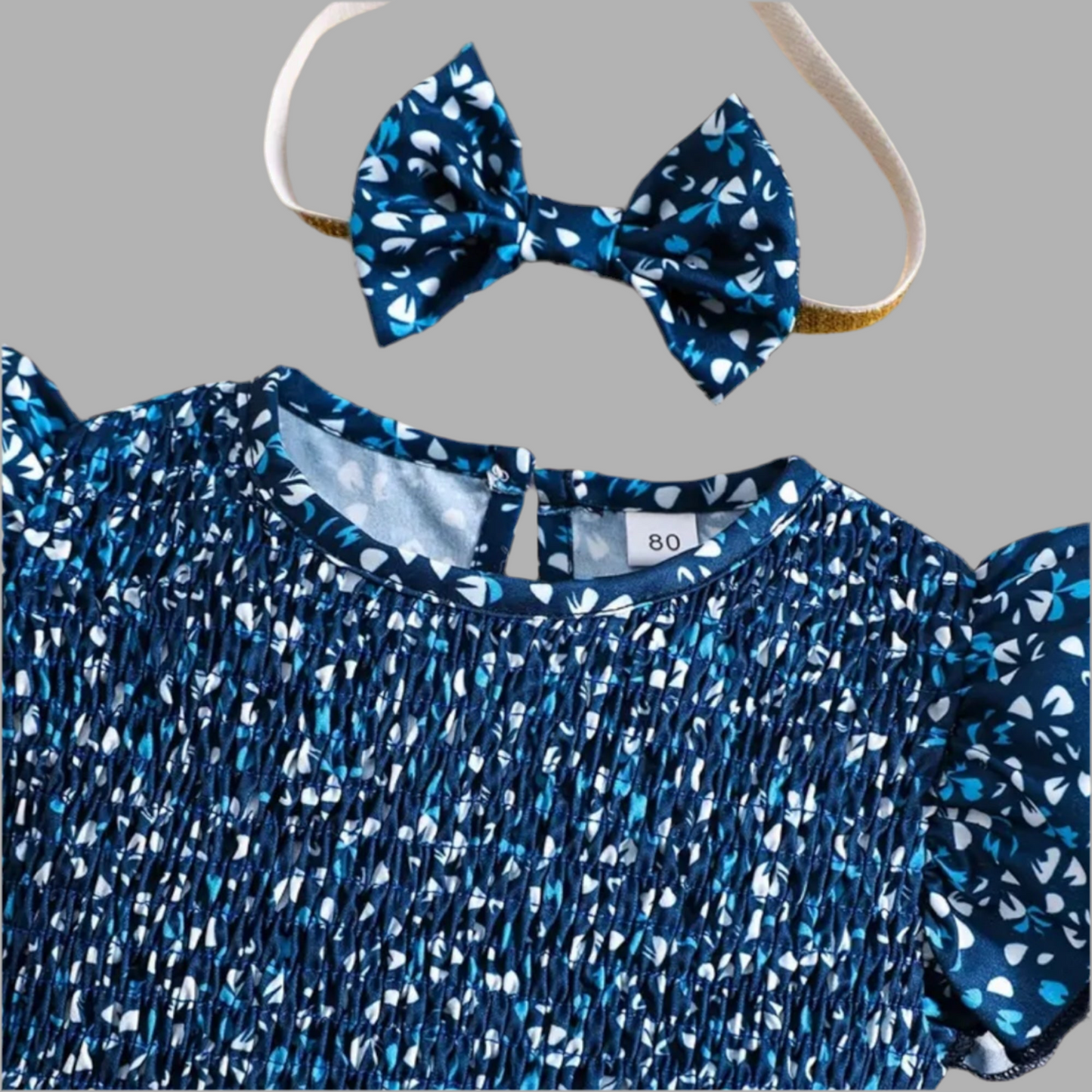 Blue Floral Romper Set