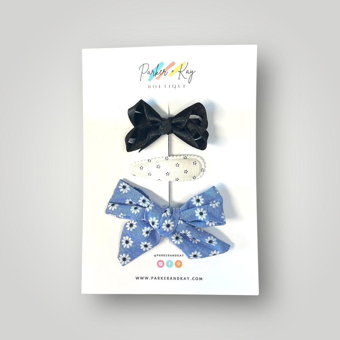 Floral Bow and Clip Set