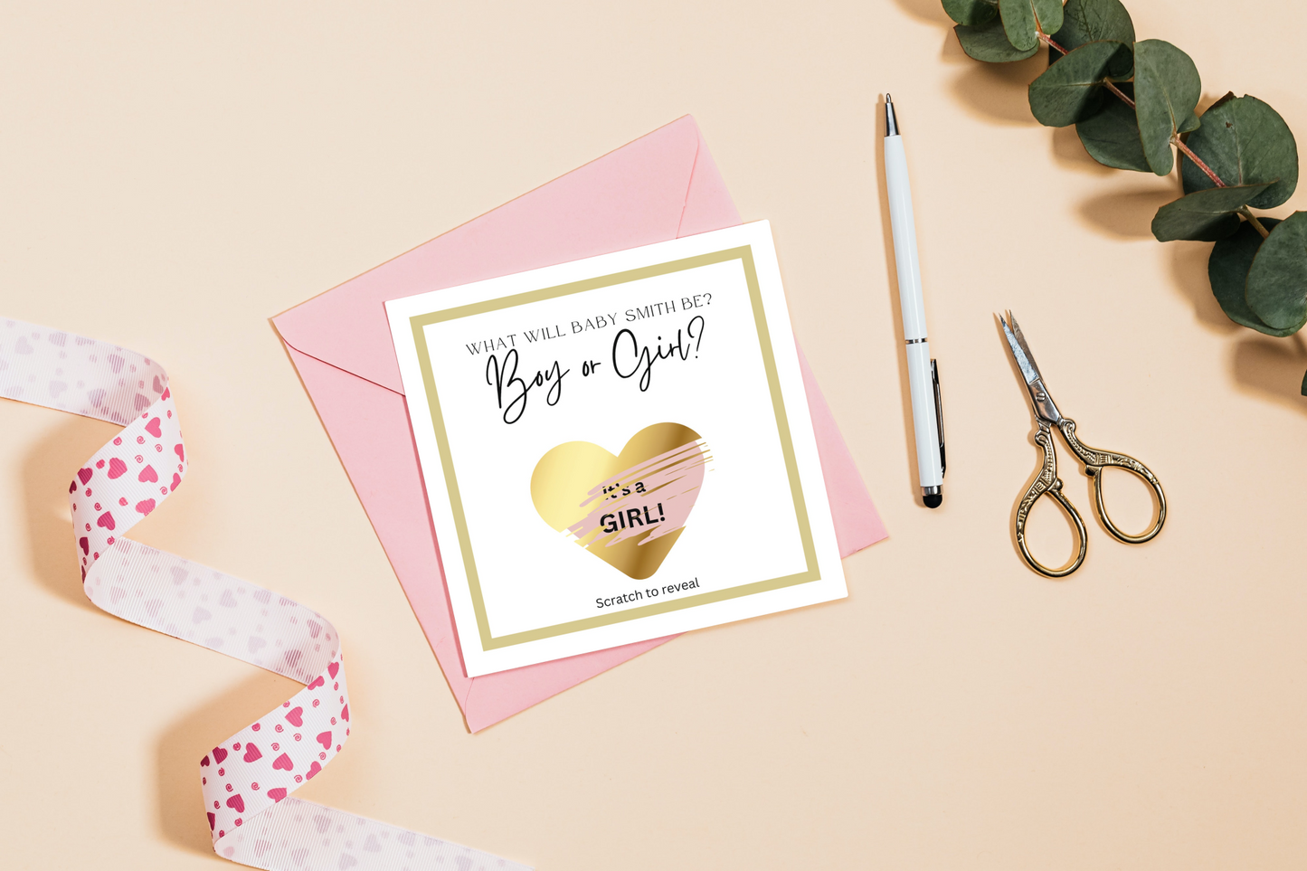 Classic Gender Reveal Scratch-off Card