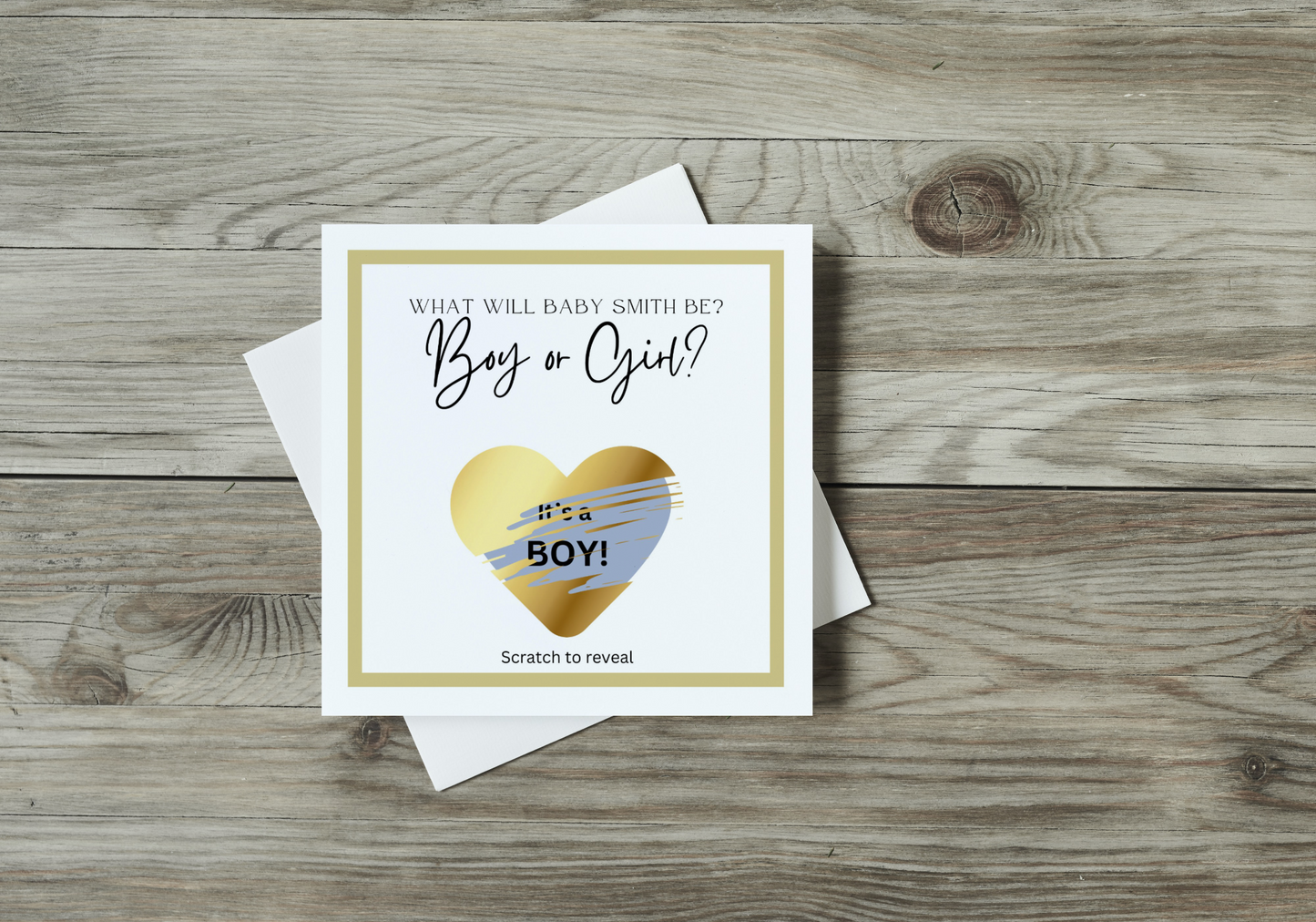 Classic Gender Reveal Scratch-off Card