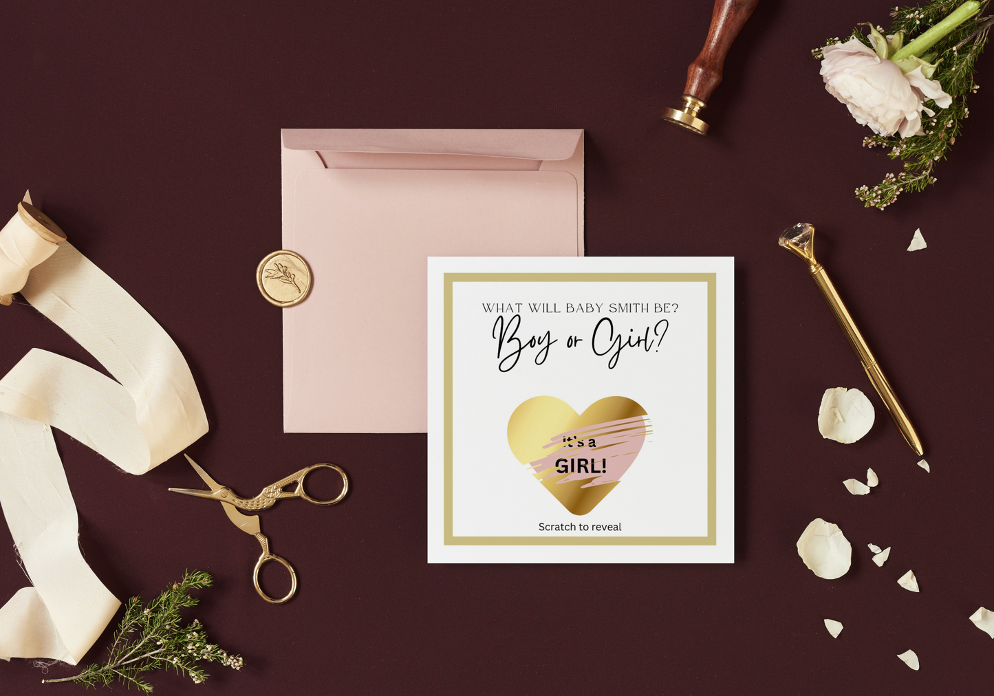Classic Gender Reveal Scratch-off Card