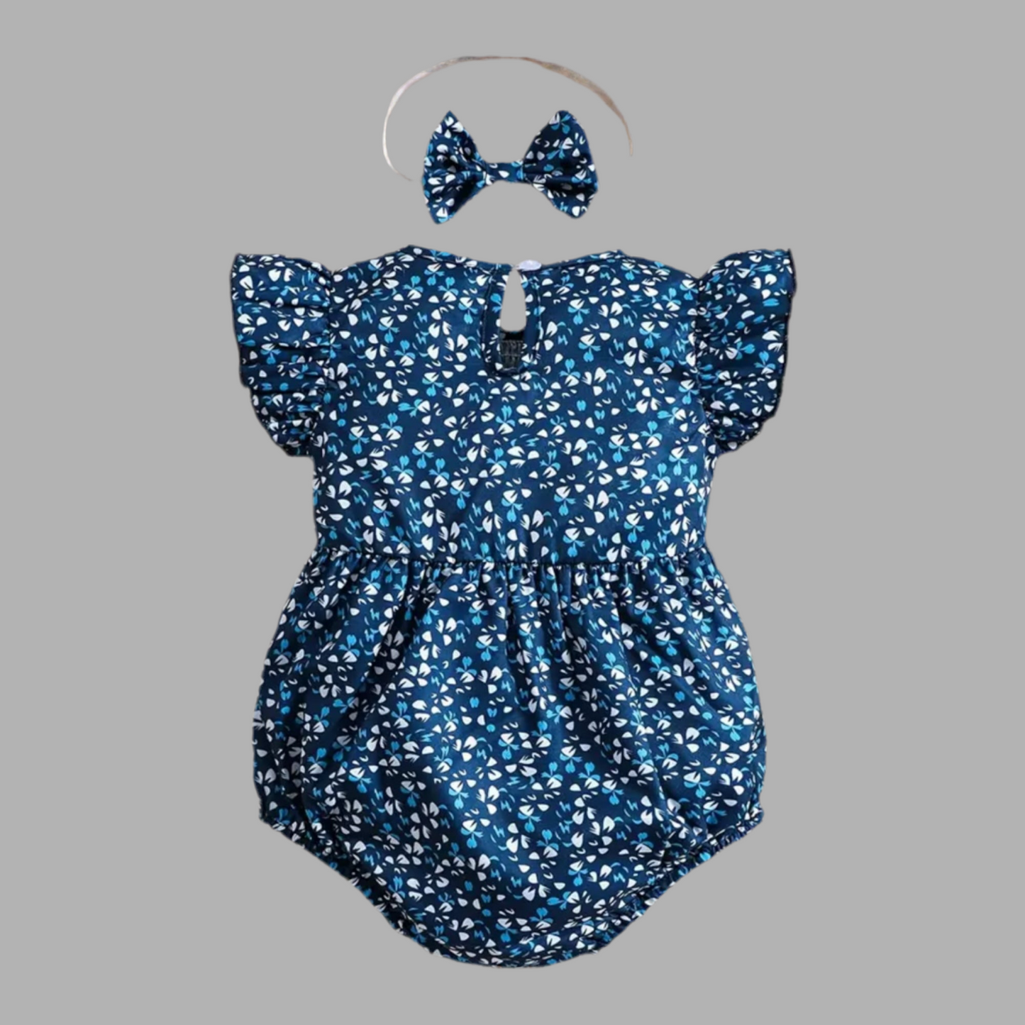 Blue Floral Romper Set