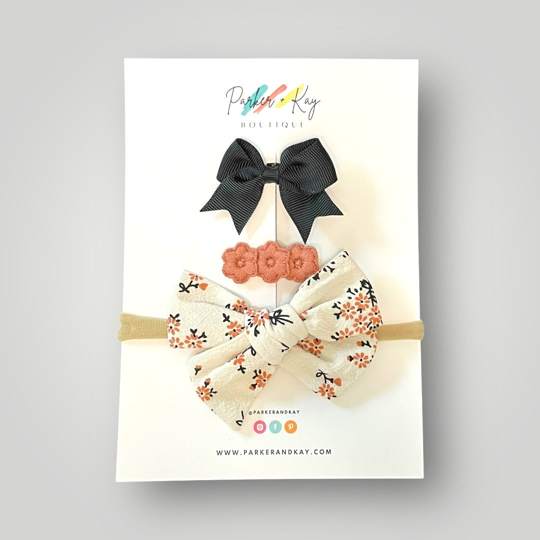 Floral Headband and Clips Set