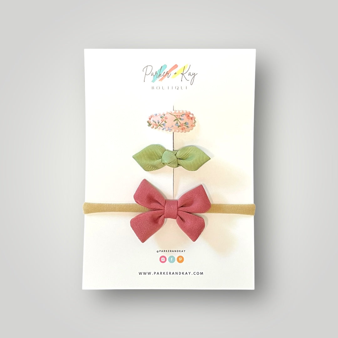 Mini Bow Headband and Clips Set