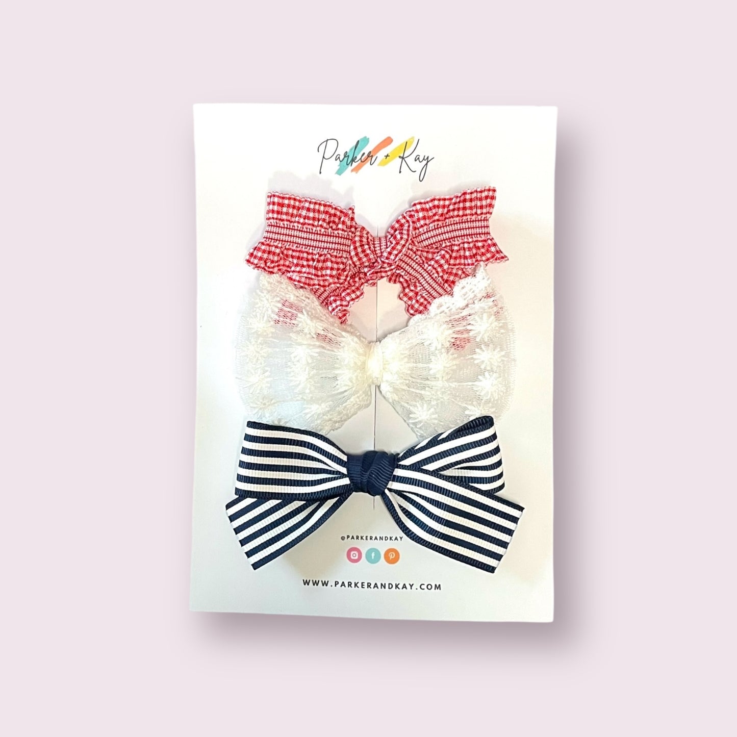 INDY Patriotic Hair Bow Set