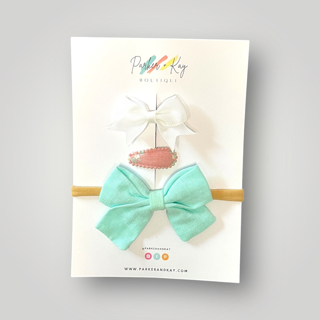 Baby 3-Piece Linen Bow Variety Set