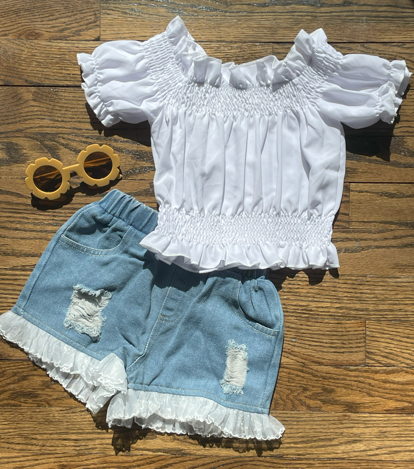 LINDSEY Off-Shoulder Top & Shorts Set