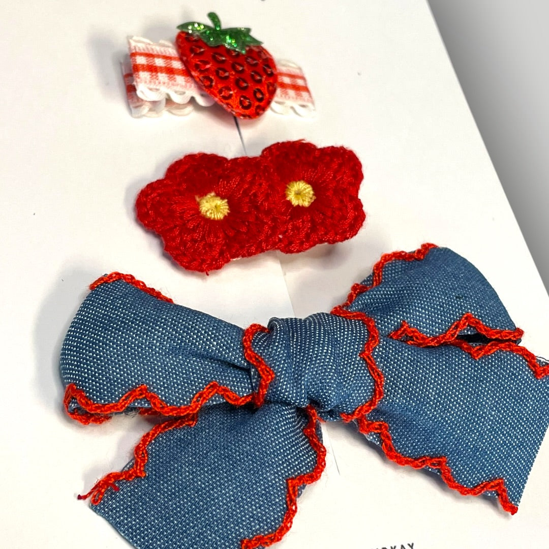 Berry Patch Cuties Hair Clip Trio
