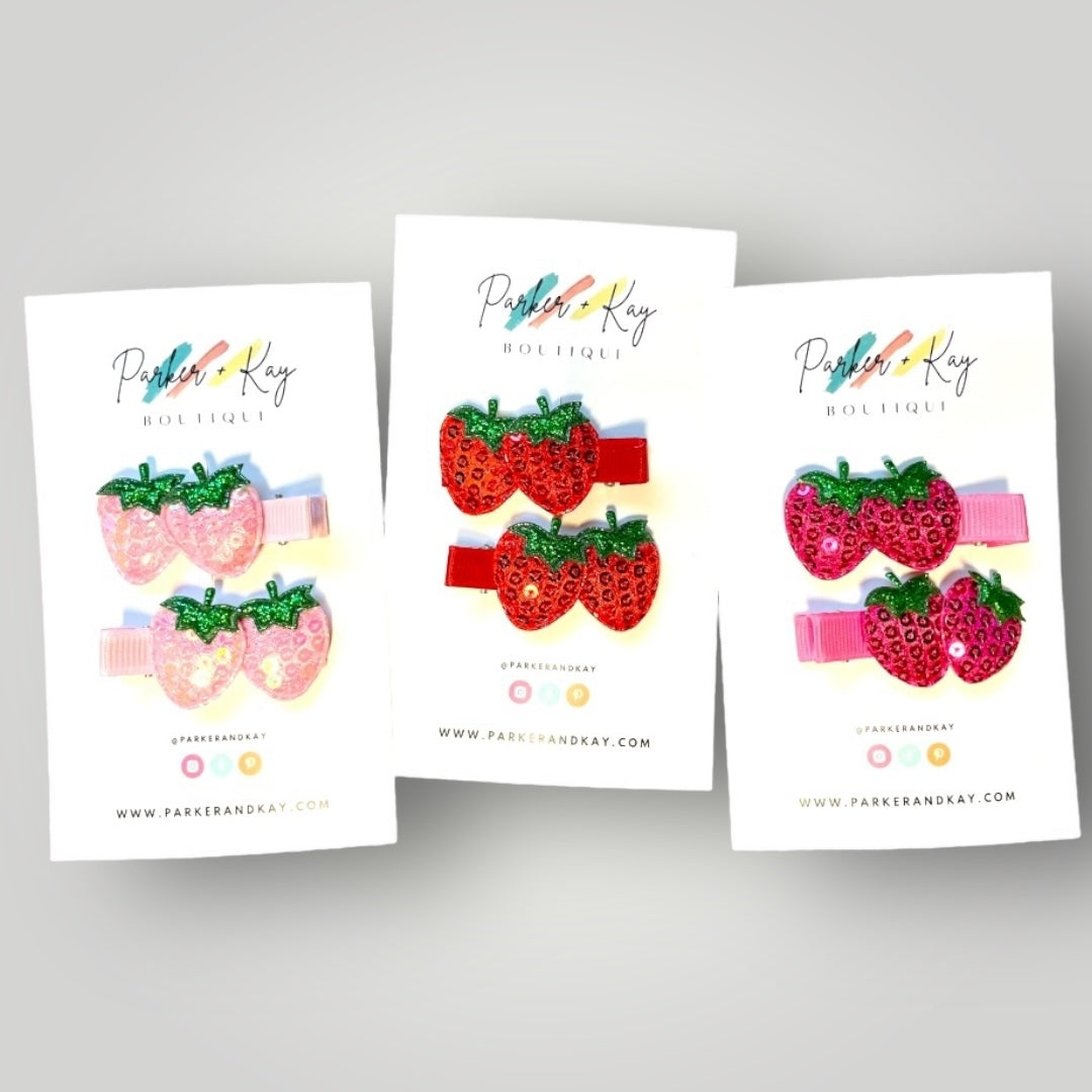 Sequin Strawberry Hair Clips