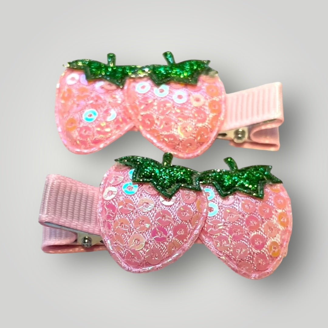 Sequin Strawberry Hair Clips