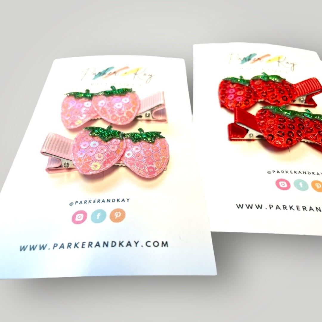 Sequin Strawberry Hair Clips