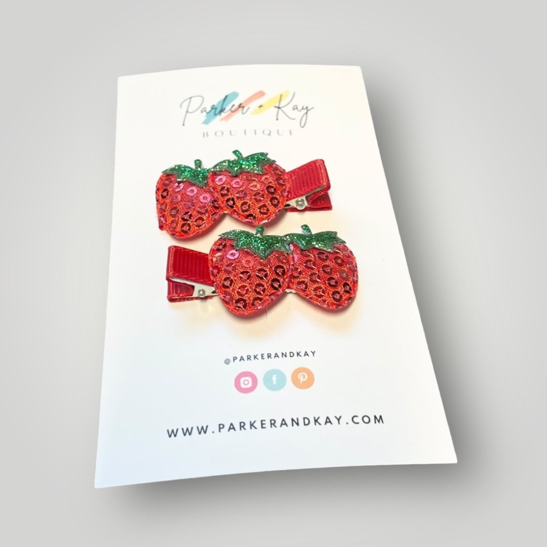 Sequin Strawberry Hair Clips