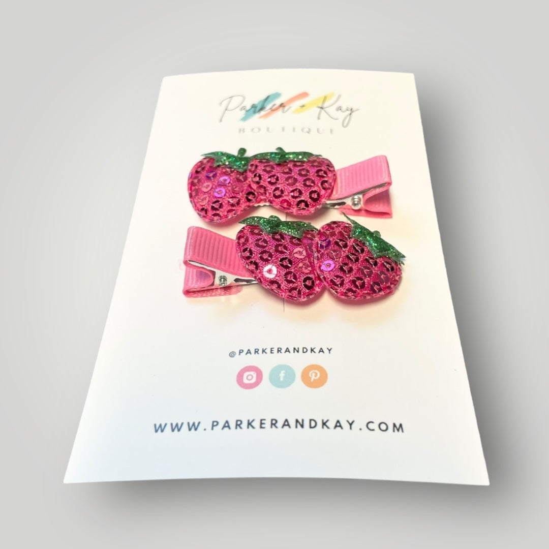 Sequin Strawberry Hair Clips