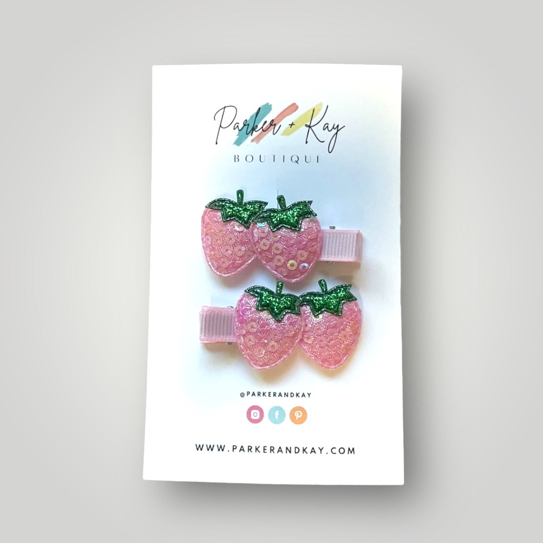 Sequin Strawberry Hair Clips