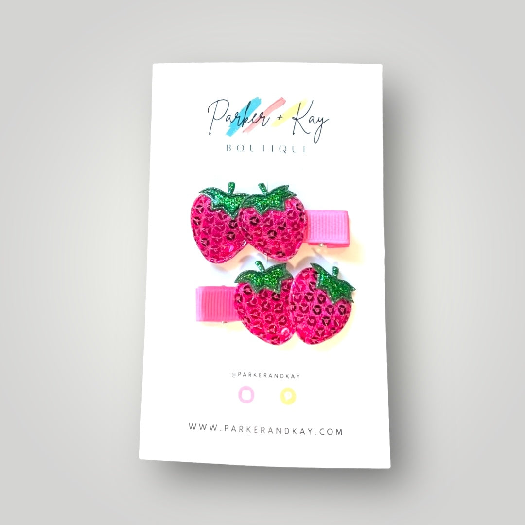 Sequin Strawberry Hair Clips