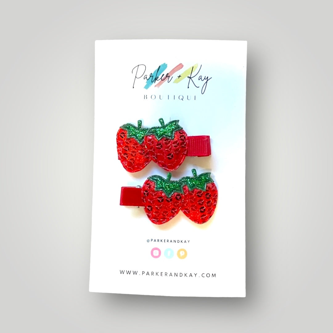 Sequin Strawberry Hair Clips