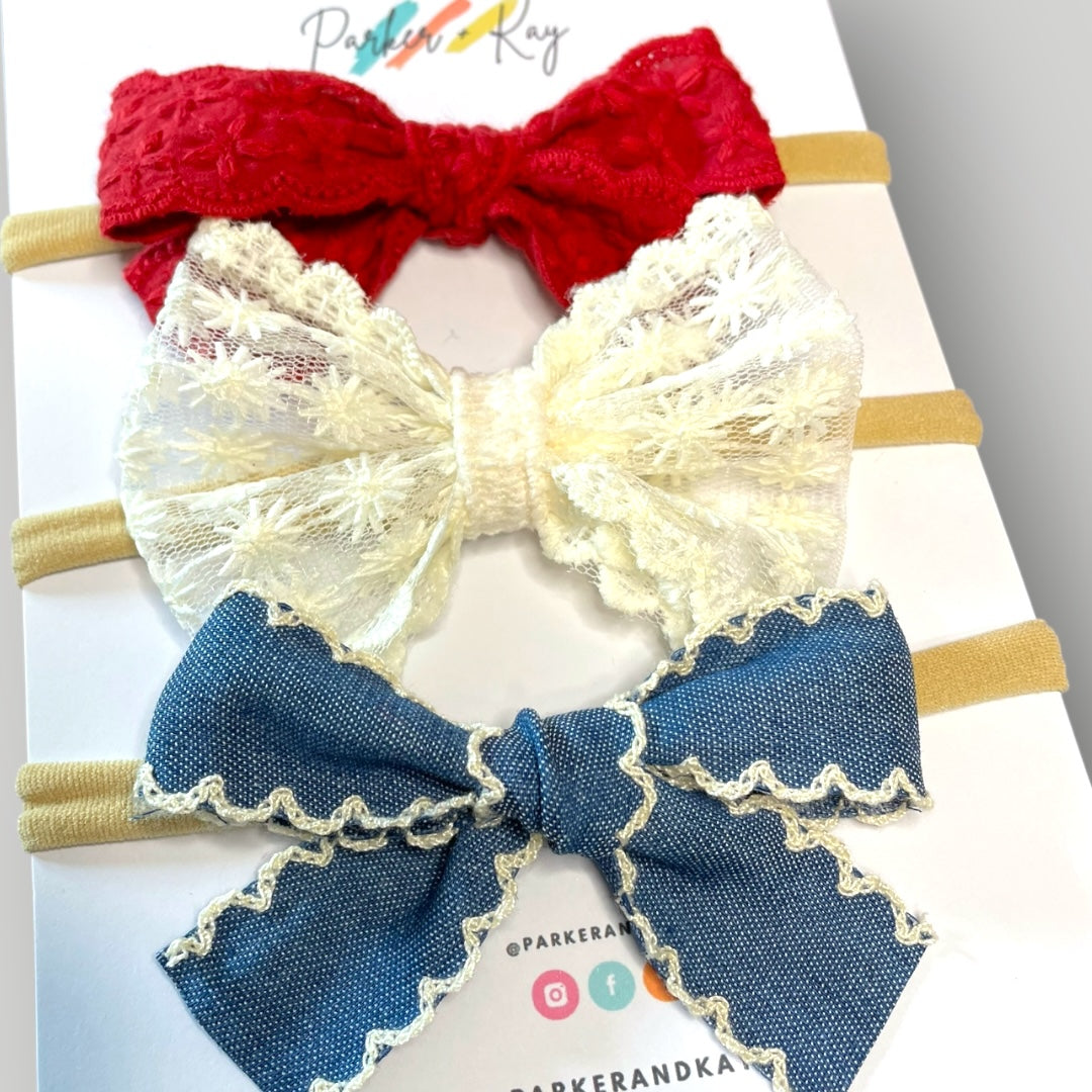 INDY Patriotic Hair Bow Set