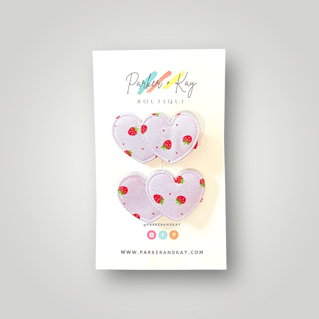 Strawberry Heart Hair Clips