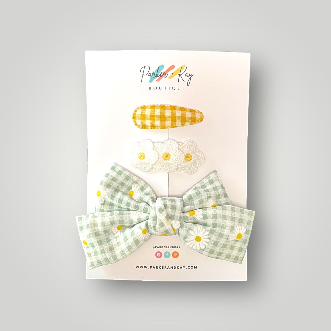 Floral Bow and Clip Set