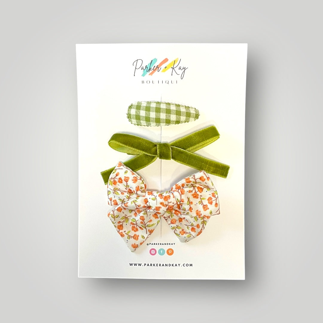 Floral Bow and Clip Set
