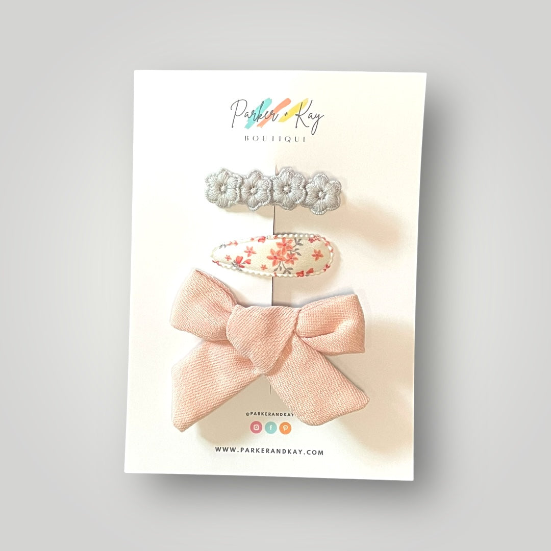 Textured Hair Bow and Clip Set