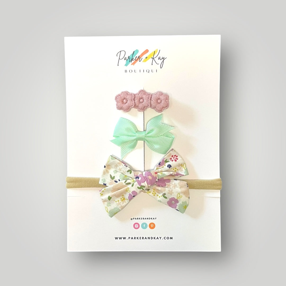 Floral Headband and Clips Set
