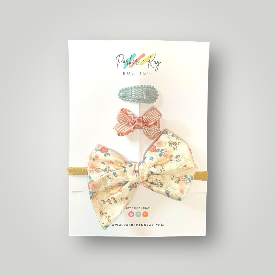 Floral Headband and Clips Set