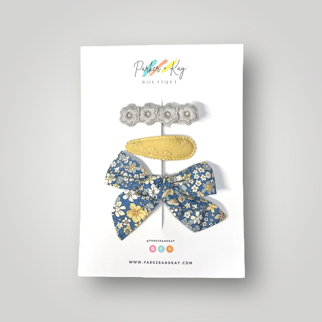 Floral Bow and Clip Set