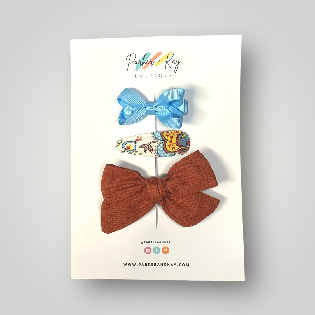Linen Bow and Clip Set