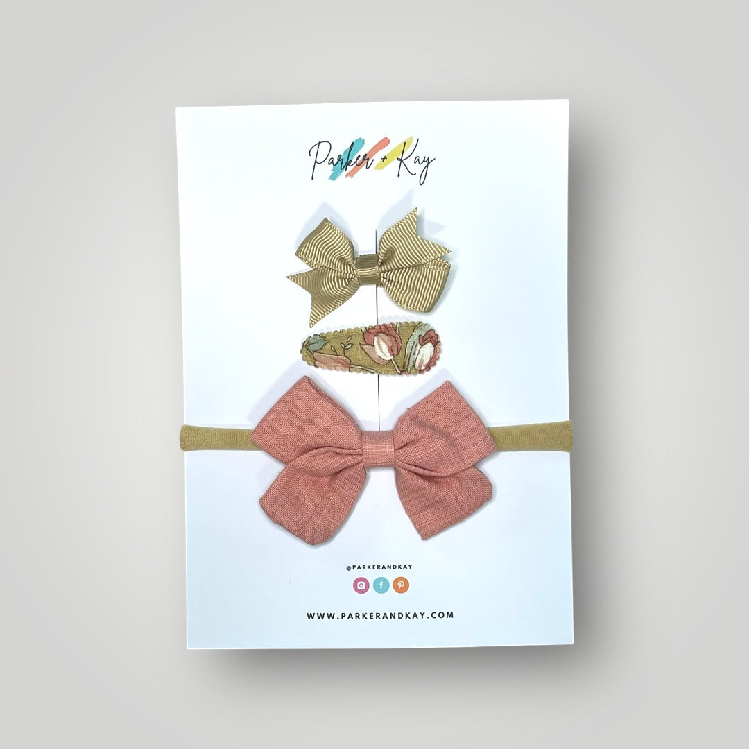 Baby 3-Piece Linen Bow Variety Set