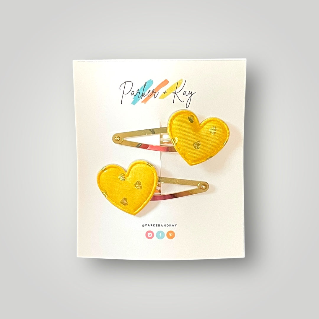 Gold Hearts Hair Clips