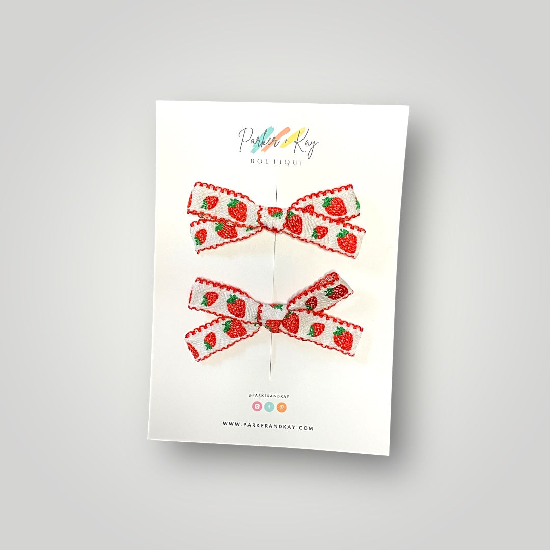 Strawberry Pigtail Bows