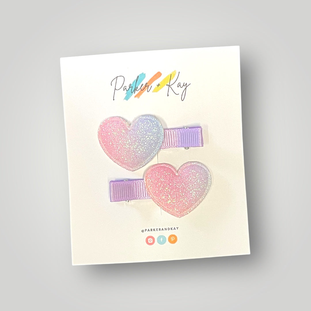 Ombre Heart Hair Clips