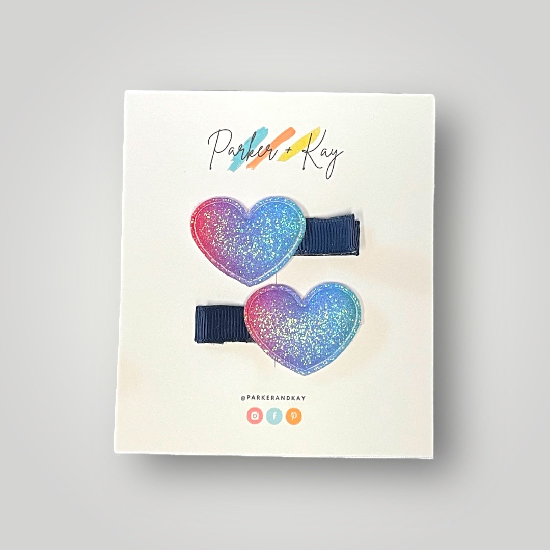Ombre Heart Hair Clips