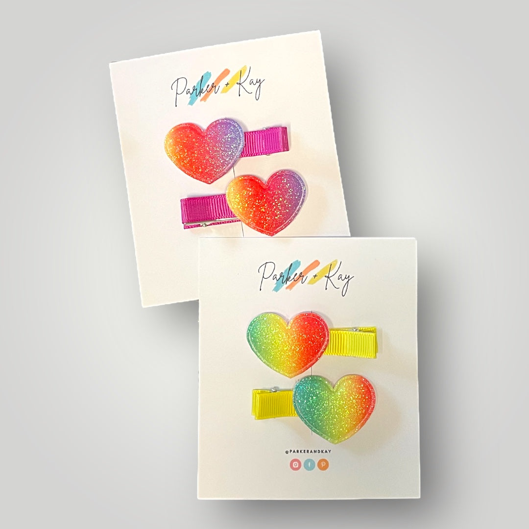 Ombre Heart Hair Clips