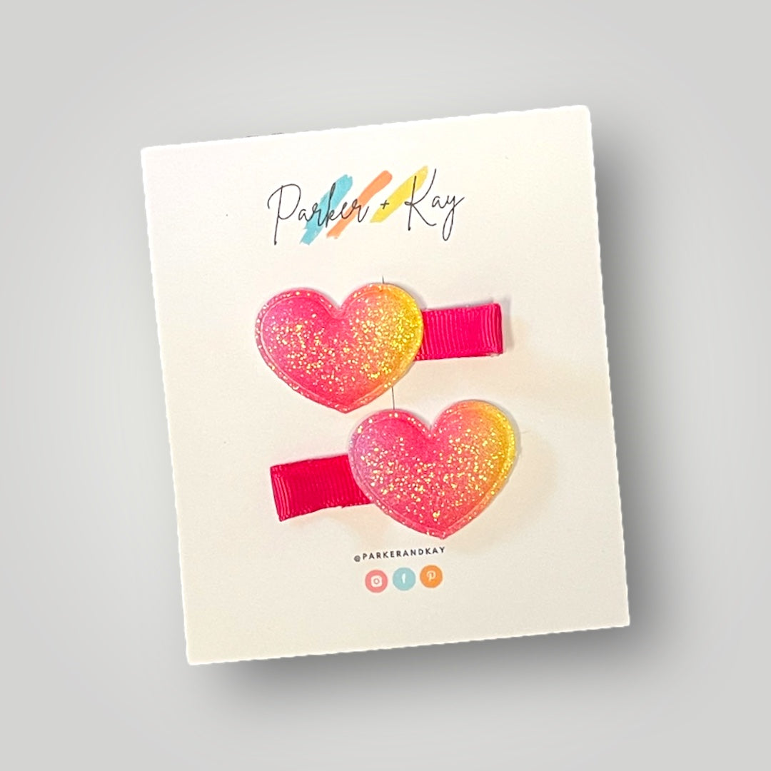 Ombre Heart Hair Clips