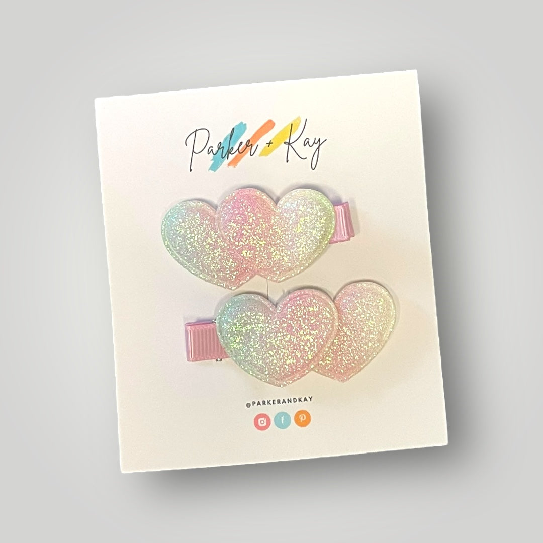Ombre Heart Hair Clips