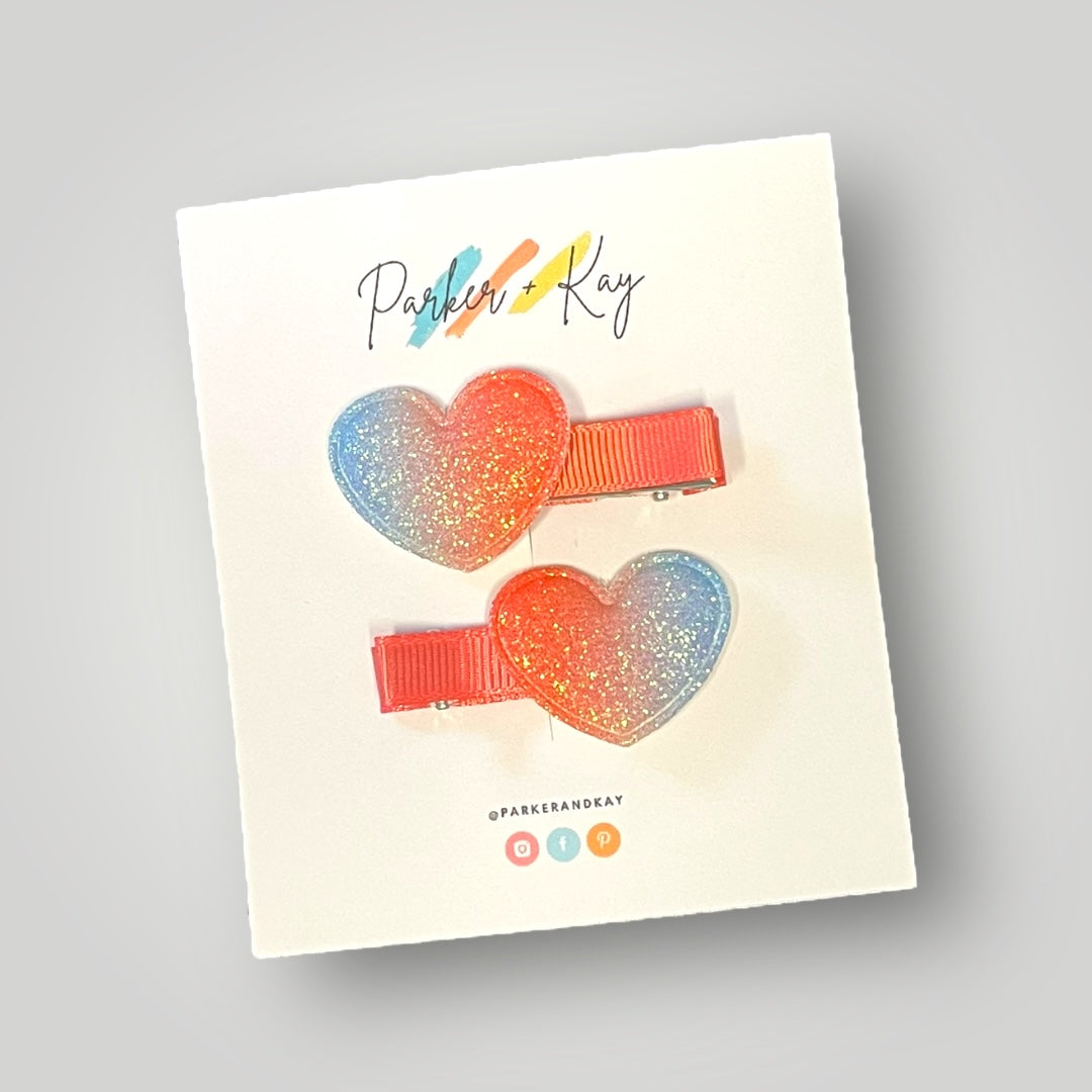 Ombre Heart Hair Clips